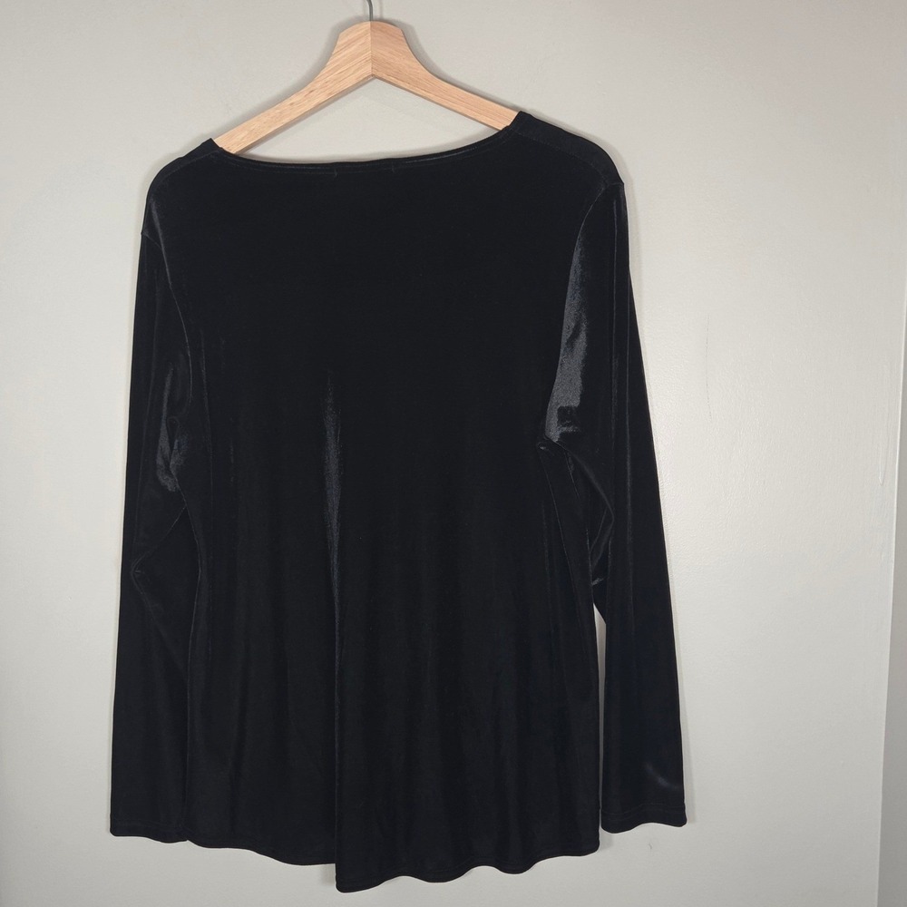 Sympli Velvet Top Womens 12 Black Stretch Long Sleeve Made in Canada - Picture 2 of 7